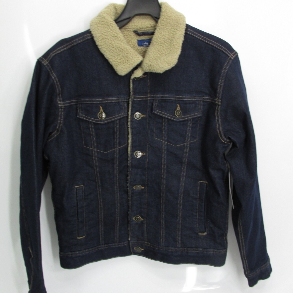 George Blue Denim Jacket Sherpa Lined Mens S Small 34 36 Cowboy Ranch Farm NWT